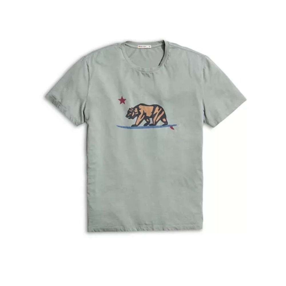 Marine Layer Men's XL Sage Green California Bear Surf Graphic Cotton T-Shirt